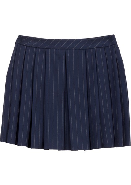 Normal Bel Lacivert - Gri Kadın Çizgili Mini Etek F5WL-ETK0060 modelleri