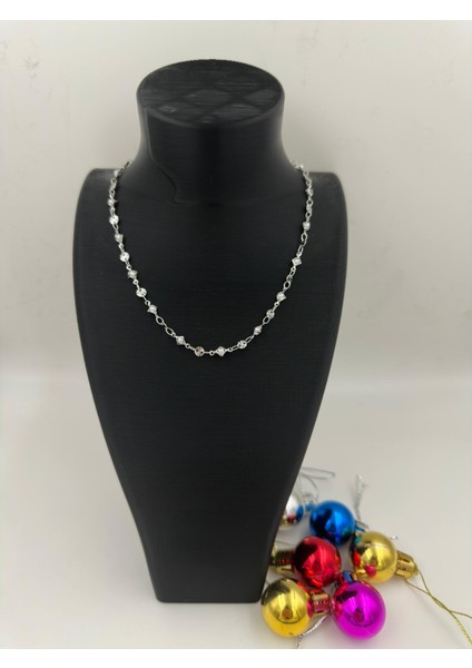 Gümüş Renk Çelik Zincir Kadın Kolye