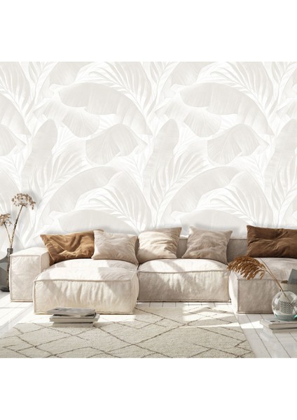 Duvar Kağıdı Tropikal Esintili Yaprak Desenli Duvar Paneli - Şık ve Huzurlu Alanlar