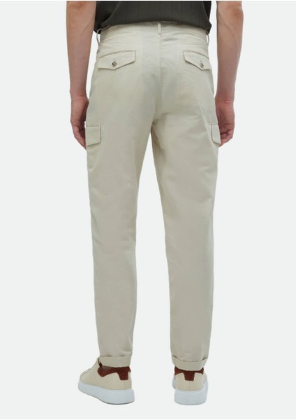 Bej Düz Dokuma Carrot Fit Casual Pamuk Karışımlı Pantolon indirimleri
