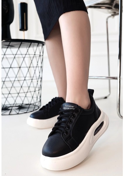 Mtxdpn Chris Siyah Cilt Bağcıklı Spor Ayakkabı (Numara: 38)