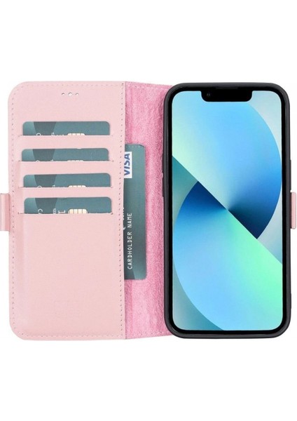 Apple iPhone 13 Uyumlu Deri Cüzdanlı Kılıf Toz Pembe indirimleri