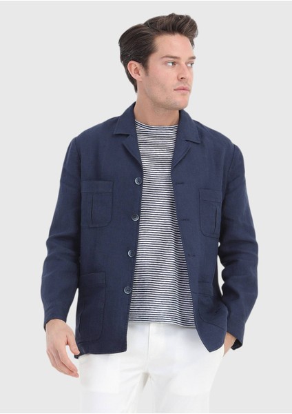 Lacivert Düz Slim Fit Pamuk Karışımlı Ceket modelleri