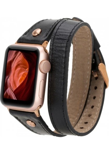 Apple Watch Uyumlu Deri Kordon 42-44-45MM Dt Rg Rst1