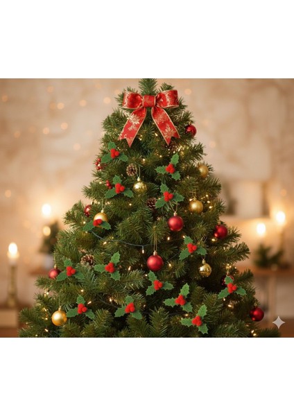 Kokina Çiçeği Yılbaşı Süsü, Yılbaşı Cam Süsü, Keçe Yılbaşı Ağacı Süsü Çam Ağacı Süsü Noel Süsü 10'lu