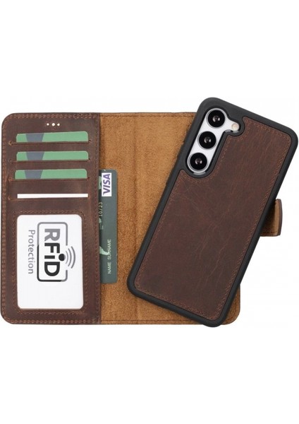 Samsung Galaxy S23 Uyumlu Deri Cüzdanlı Kılıf G2 Kahve indirimleri