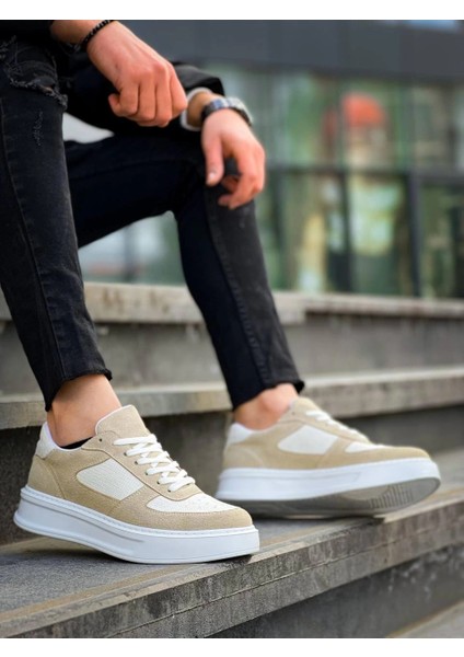 Mtxdpn Kb-X8 Kuback Bej Keten Süet Yüksek Taban Günlük Spor Ayakkabı (Numara: 44)