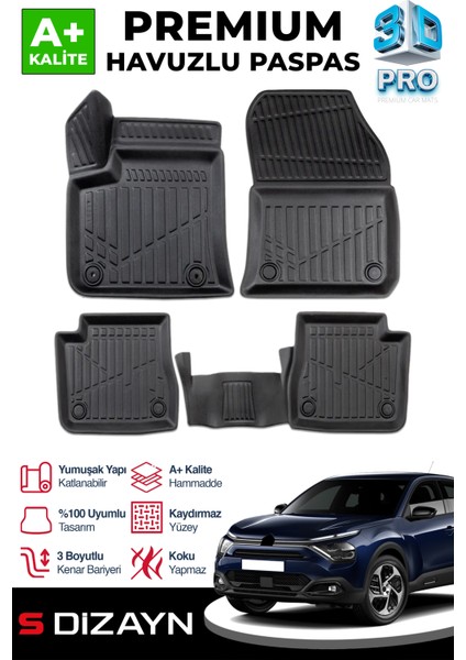 Citroen C4X Elektrikli 3D Pro Havuzlu Paspas 2023 Üzeri A+ Kalite