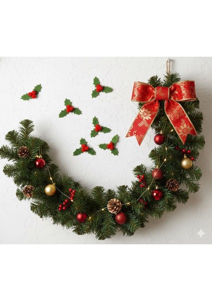 Kokina Çiçeği Yılbaşı Süsü, Yılbaşı Cam Süsü, Keçe Yılbaşı Ağacı Süsü Çam Ağacı Süsü Noel Süsü 10'lu fiyatları