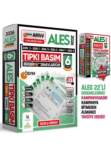 2026 ALES ÖSYM Tıpkı Basım Çıkmış Soru 6lı Deneme Paketi Video ve Dijital Çözümlü Türkiye Geneli