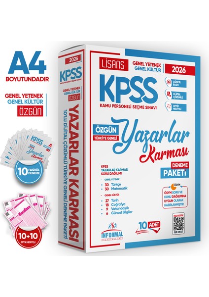 2026 KPSS Lisans GY-GK Yazarlar Karması Türkiye Geneli KURUMSAL 10lu Dijital Çözümlü Deneme Paketi