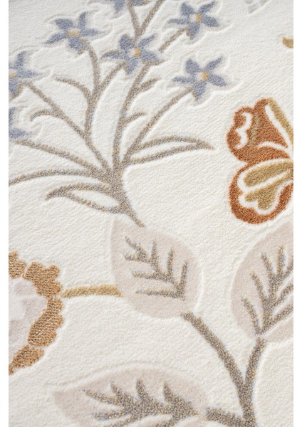 Cotto Cool CL006R Krem Çiçek Desenli Modern Halı Şık Akrilik Kaymaz Taban Kolay Temizlenebilir fırsatları