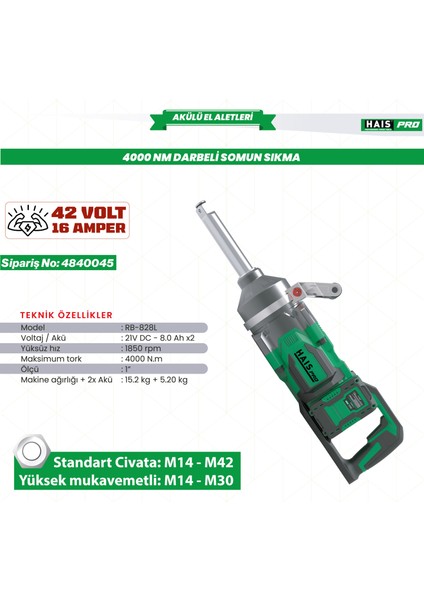 Darbeli SOM.SIKMA.4000NM 21V Dc-8.0 RB-828L Haıspro