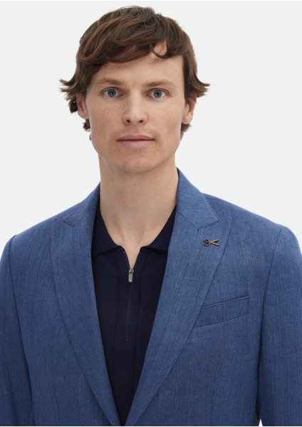 İndigo Desenli Zeroweight Slim Fit Pamuk Karışımlı Ceket modelleri