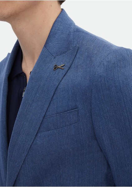 İndigo Desenli Zeroweight Slim Fit Pamuk Karışımlı Ceket fırsatları