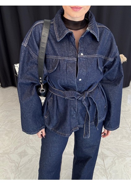 Kuşaklı Denim Takım modelleri