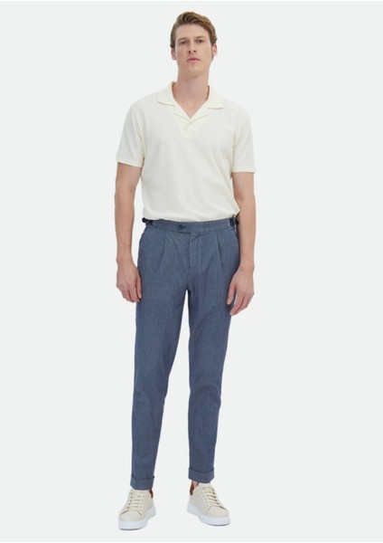 İndigo Düz Dokuma Regular Fit Casual Pamuk Karışımlı Pantolon