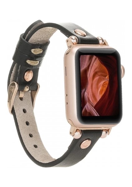 Apple Watch Uyumlu Deri Kordon 38-40-41MM Rt Rst1 Siyah