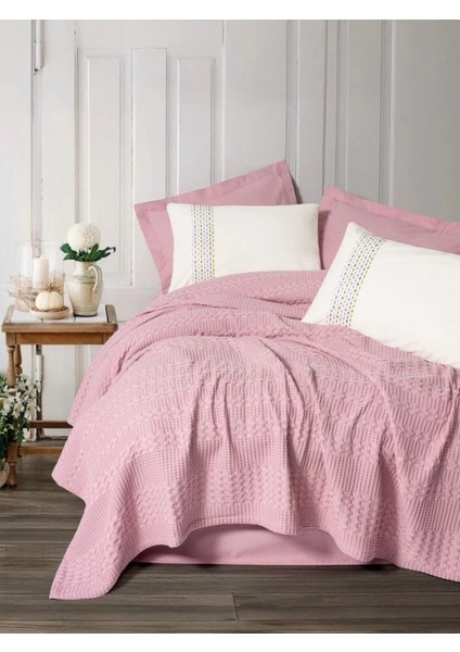 Cotton Box Aura Çift Kişilik Pike Takımı Pebble Pembe
