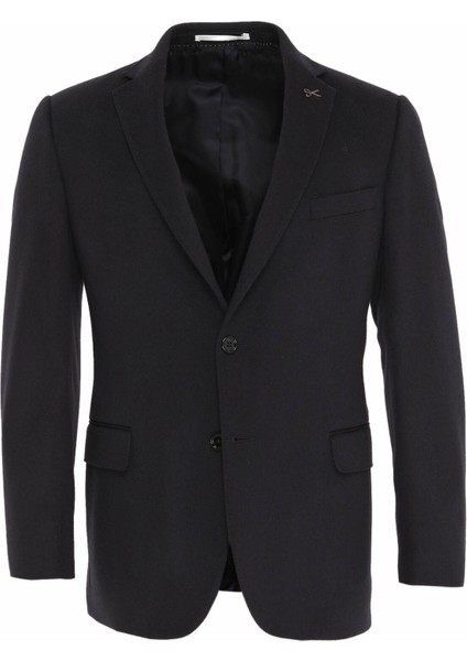 Lacivert Düz Regular Fit %100 Kaşmir Ceket