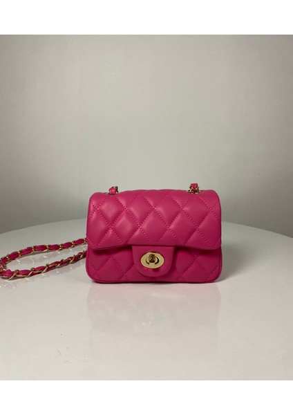 Mini Kapitone Örme Zincirli Kadın El ve Omuz Çantası