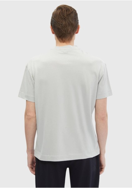 Açık Gri Düz Bisiklet Yaka %100 Pamuk T-Shirt fırsatları