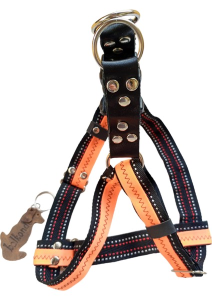 Köpek Göğüs Tasması Küçük ve Orta Irk Ayarlamalı Kolon Kordon Turuncu modelleri