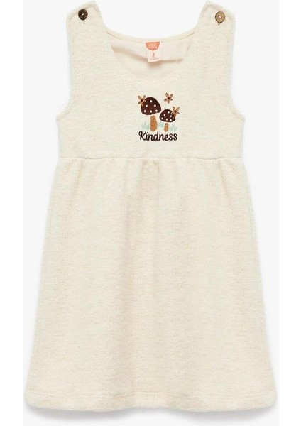 Kız Bebek Nakış Detaylı Kolsuz Bisiklet Yaka Jile Elbise