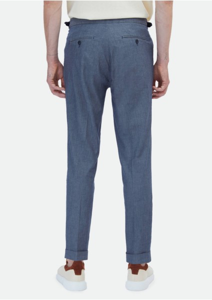 İndigo Düz Dokuma Regular Fit Casual Pamuk Karışımlı Pantolon indirimleri