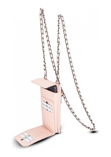 Avjin 6.9 Inch Uyumlu Deri Kılıf Cüzdan Askılı Erc5 Pembe