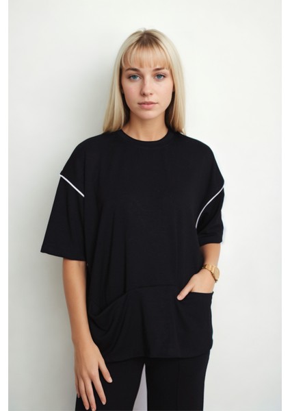 Kanguru Cepli Yuvarlak Yaka Bluz fırsatları