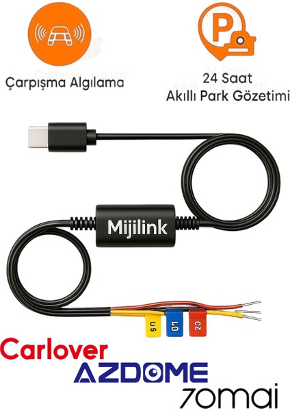Type-C 70mai Park Gözetim Modu Kablosu Azdome Carlover 70MAI A500S Pro A200 M310 UP03 A510 A810 X800-2 A800S X800 azdome M660 S2 a3 carlover