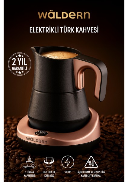 Elektrikli Közde Türk Kahvesi ve Türk Kahve Makinesi Rose Gold
