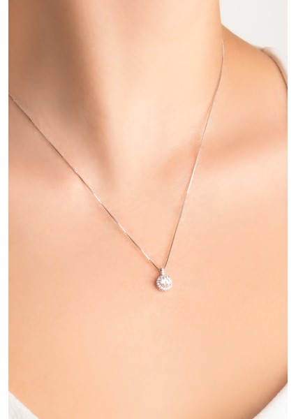 Işıltılı Mozanit 18 Ayar Beyaz Altın Kaplama 46 cm Gümüş Kolye fiyatları