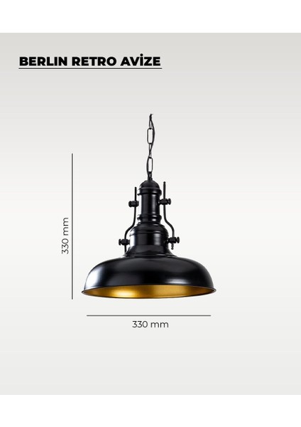 Berlin Retro Avize Siyah / Metal - E27 Duylu modelleri