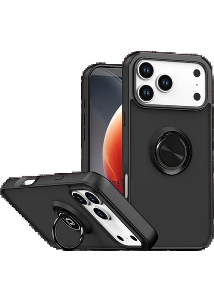 Apple iPhone 17 Pro Montreal Yüzüklü Silikon Kapak - SIYAH-(5796) - N402J092-M70402