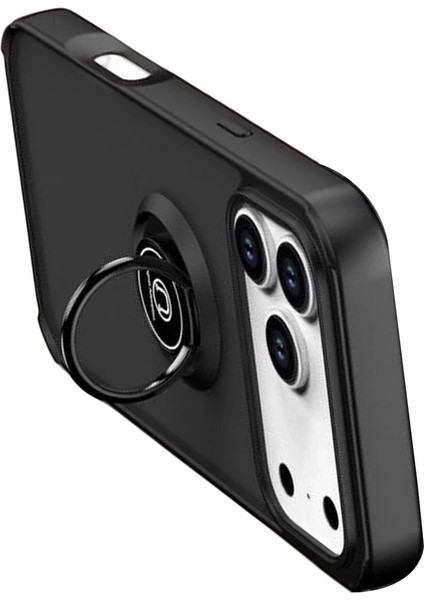 Apple iPhone 17 Pro Montreal Yüzüklü Silikon Kapak - SIYAH-(5796) - N402J092-M70402 modelleri