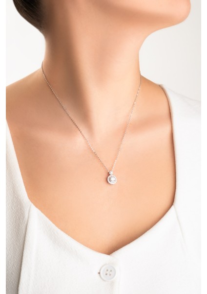 Büyülü Mozanit 18 Ayar Beyaz Altın Kaplama 46 cm Gümüş Kolye fırsatları