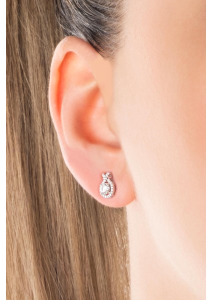 Parıltılı Mozanit 18 Ayar Beyaz Altın Kaplama Gümüş Küpe fiyatları