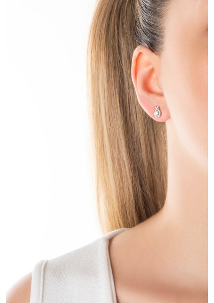 Parıltılı Mozanit 18 Ayar Beyaz Altın Kaplama Gümüş Küpe fırsatları