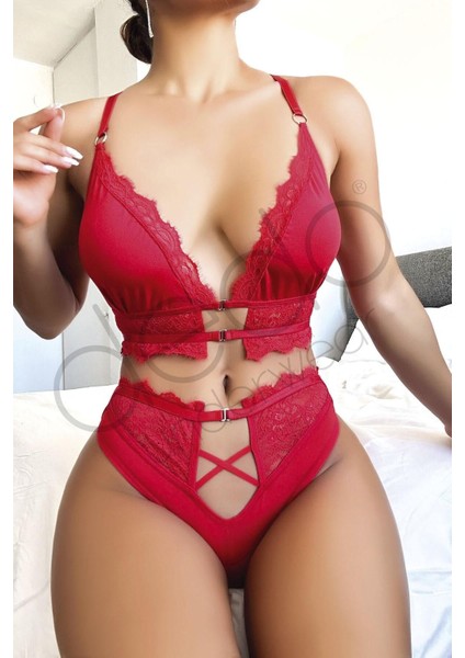 Kırmızı Dantel Fantezi Sütyen Külot Takımı Nightlight 3605 S-M