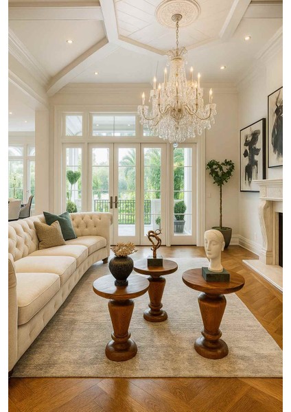 El Yapımı Ahşap Mantar Sehpa 3’lü Set – Doğal Meşe Zigon Sehpa fiyatları