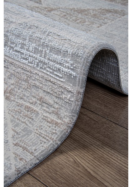 Gri Bej Polyester Dokuma Halı – Saçaklı, Antibakteriyel, Toz Tutmaz – Salon, Oturma ve Çocuk Odası Yolluk Halısı fırsatları