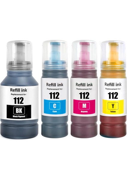 T112 (112) Ecotank Pro L15180, Ecotank Pro L6580 4 Renkl Muadil Mürekkep Seti