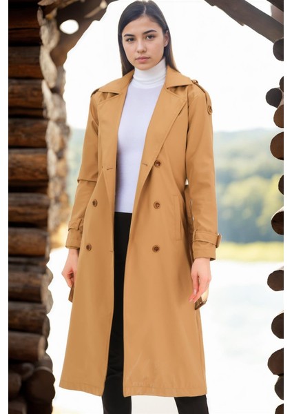 Z6737 Dewberry Bayan Trençkot-Koyu Camel