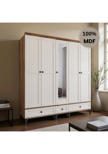 Silva 5 Kapaklı Çekmeceli Mdf Gardırop