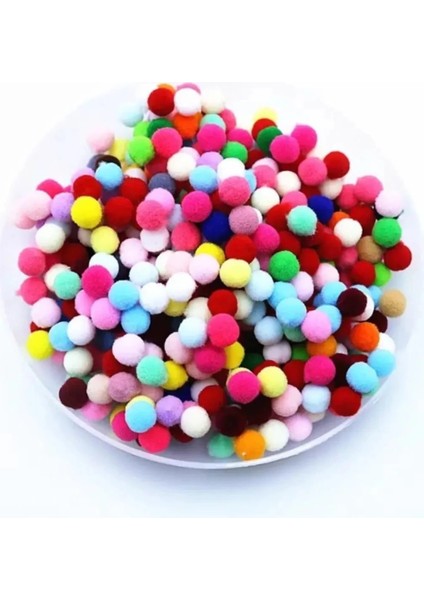 12mm Renkli Karışık Yumuşak Ponpon Peluş 200 Adet