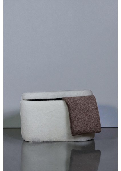 Oval Sandıklı – Yumuşacık Doku Teddy Kumaş Makyaj Masa Pufu Bench fiyatları