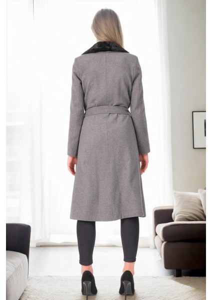 Z9671 Dewberry Bayan Palto-Gri fiyatları