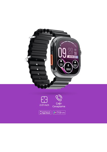 PBS139 2.01 Inç Dokunmatik Ekran Akıllı Saat Dahili Hoparlör ve Mikrofon Siyah fiyatları